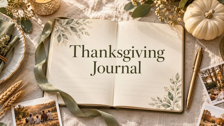 thanksgiving journal with realistic stationery and centered title