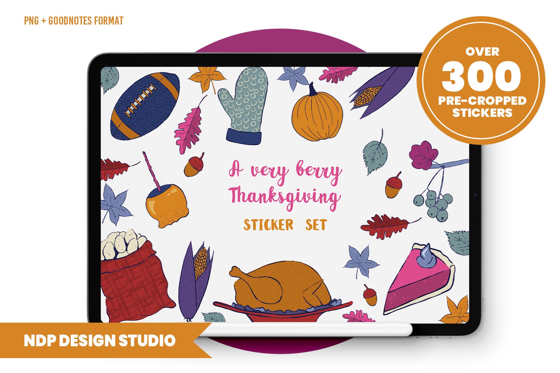 Thanksgiving Planner Stickers: Very Berry Digital Stickers for a Tablet Spread original product preview