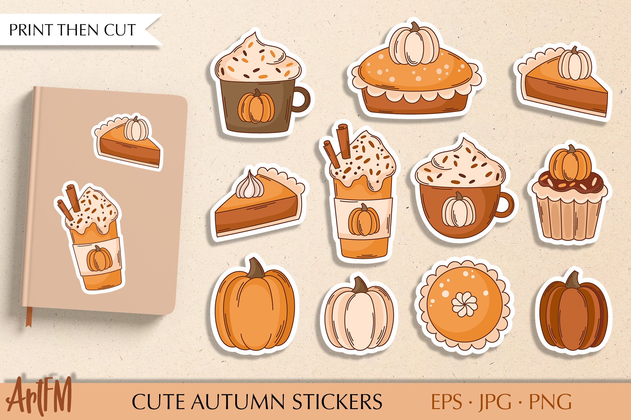 Thanksgiving Planner Stickers: Thanksgiving Food Stickers with Letter-Size Sheets original product preview
