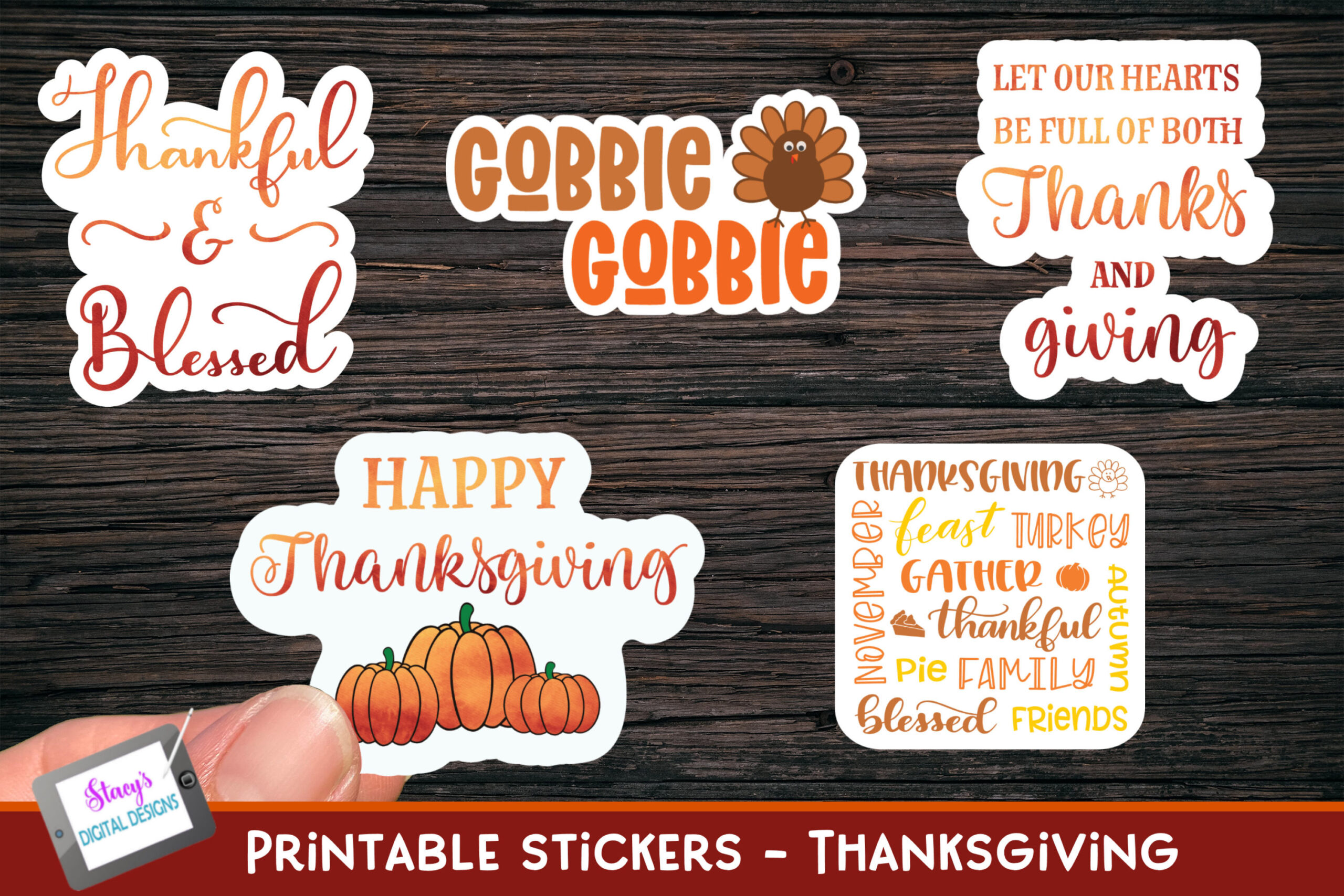 Thanksgiving Planner Stickers: Five Transparent PNGs for a Small Holiday Spread original product preview