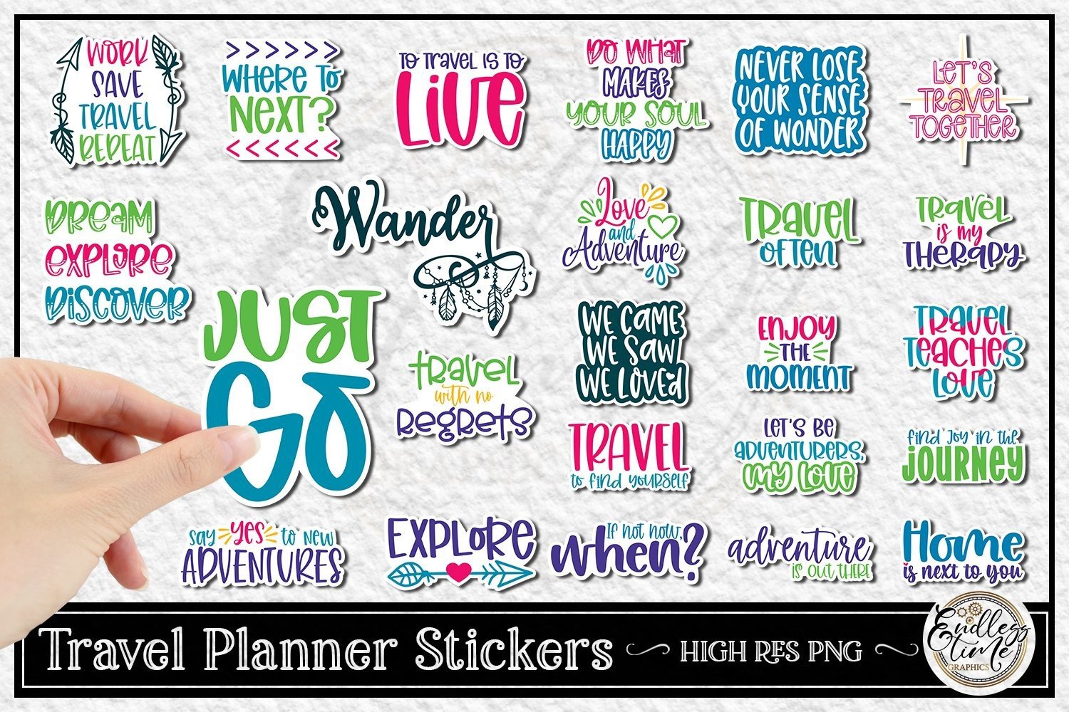 travel planner stickers: Twenty-Four Large PNG Designs for Adventure Planning original product preview