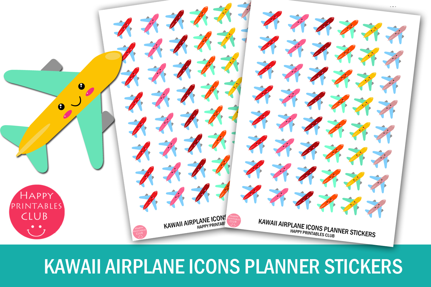 travel planner stickers: Small Airplane Markers in PDF, PNG and JPEG original product preview