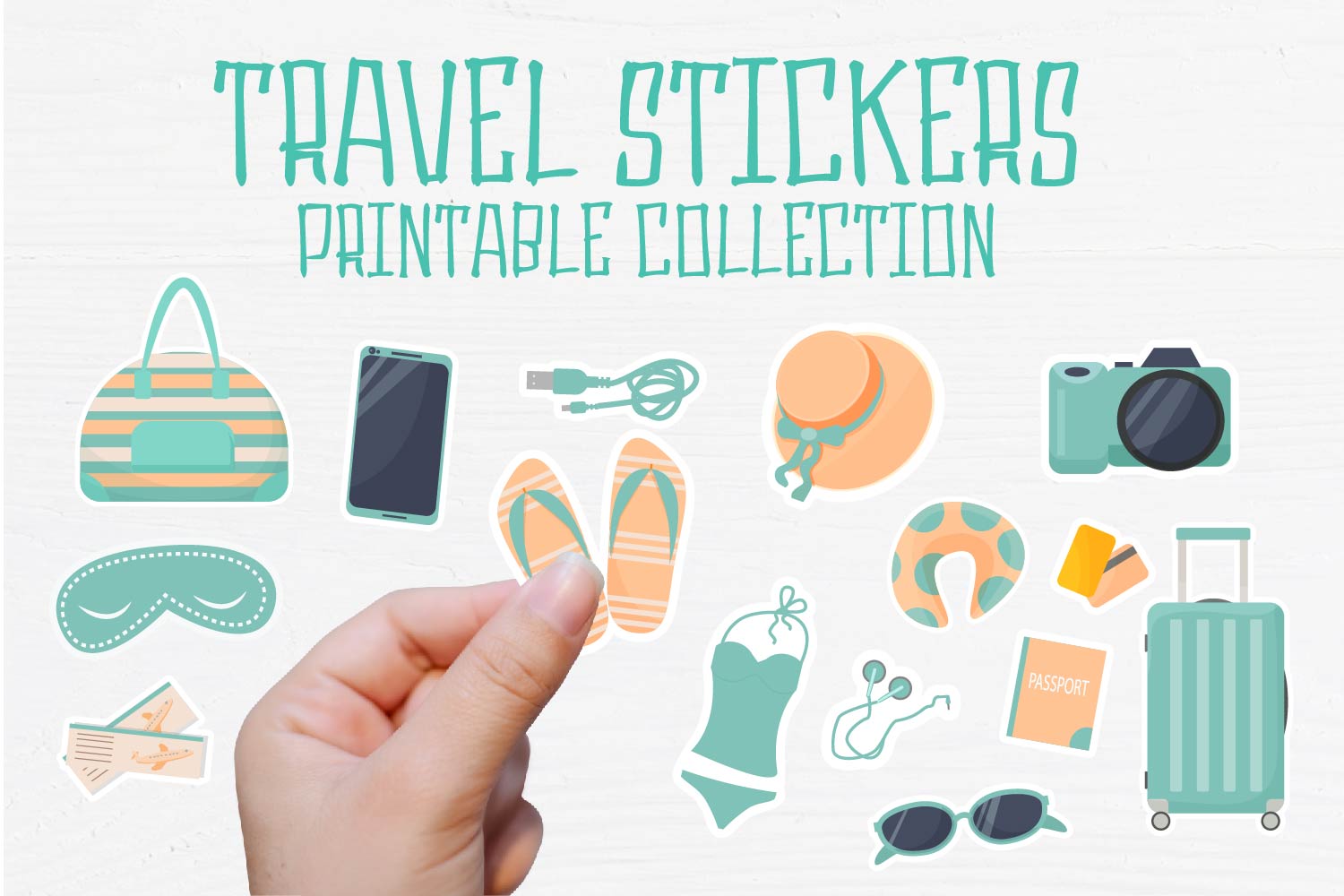 travel planner stickers: Fifteen Travel Designs with an A5 Sheet and EPS Sources original product preview