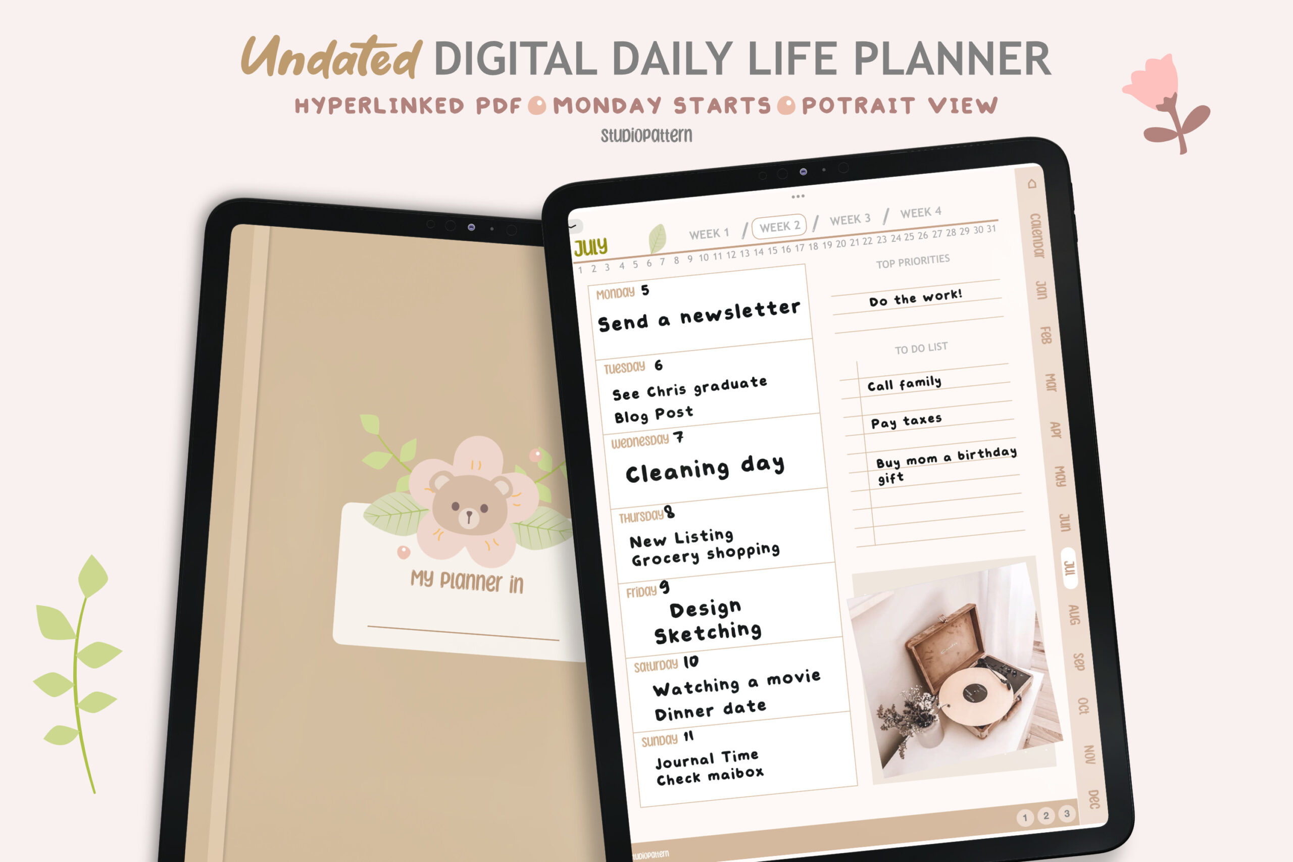 Undated Digital Planner: Undated Digital Daily Life Planner by studiopattern