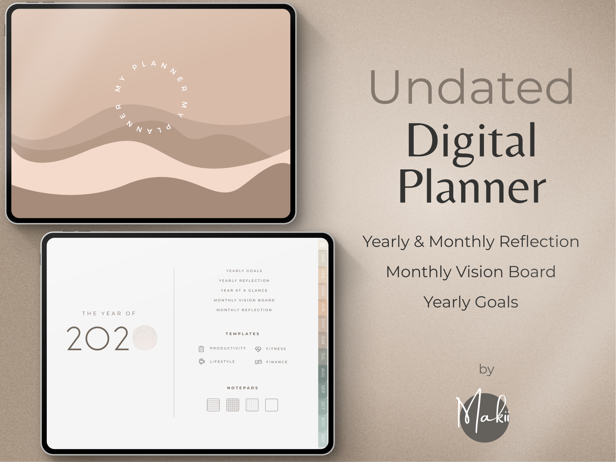 Undated Digital Planner: Undated Digital Planner by Makii Templates