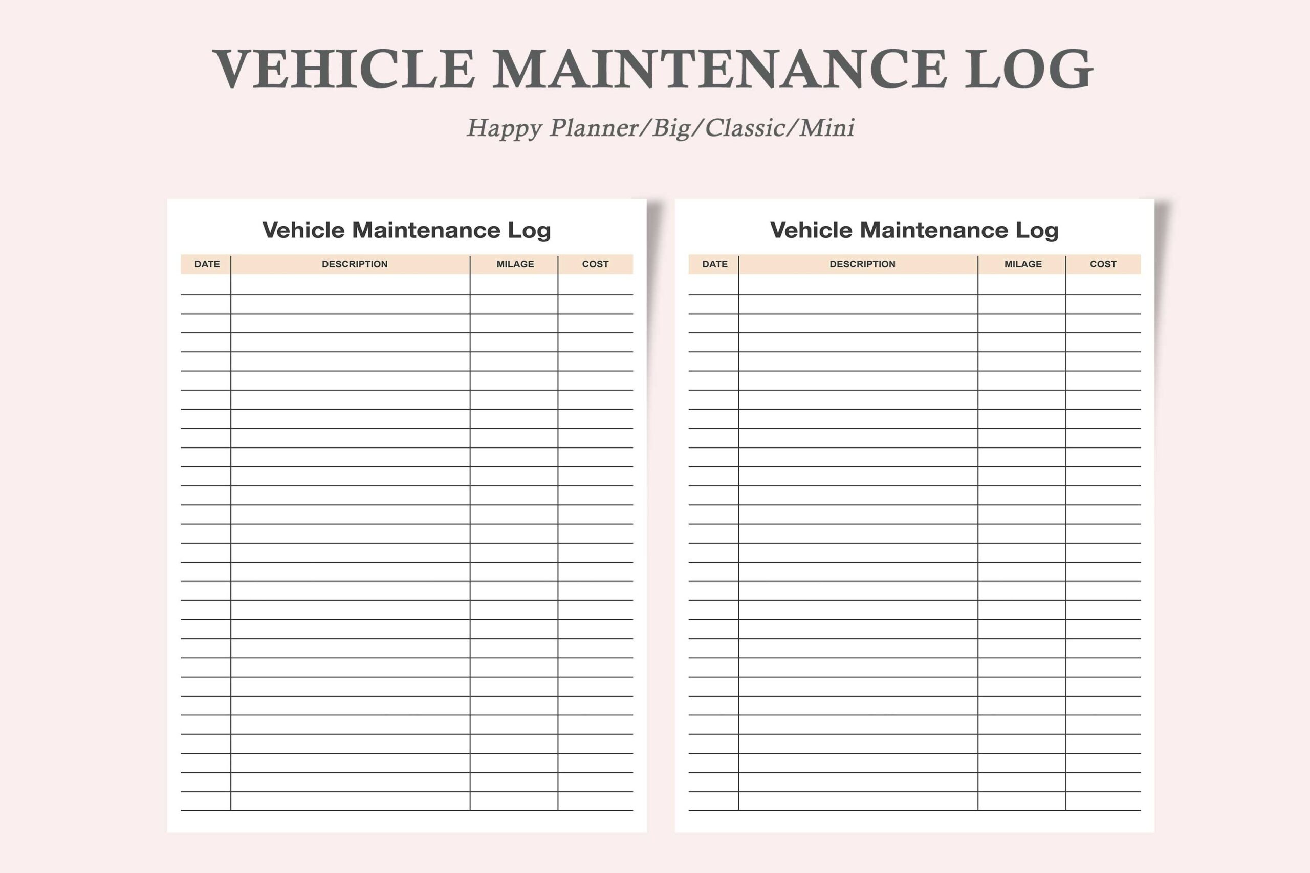 Vehicle Maintenance Log: Service Sheets Sized for Big, Classic and Mini Planners original product preview