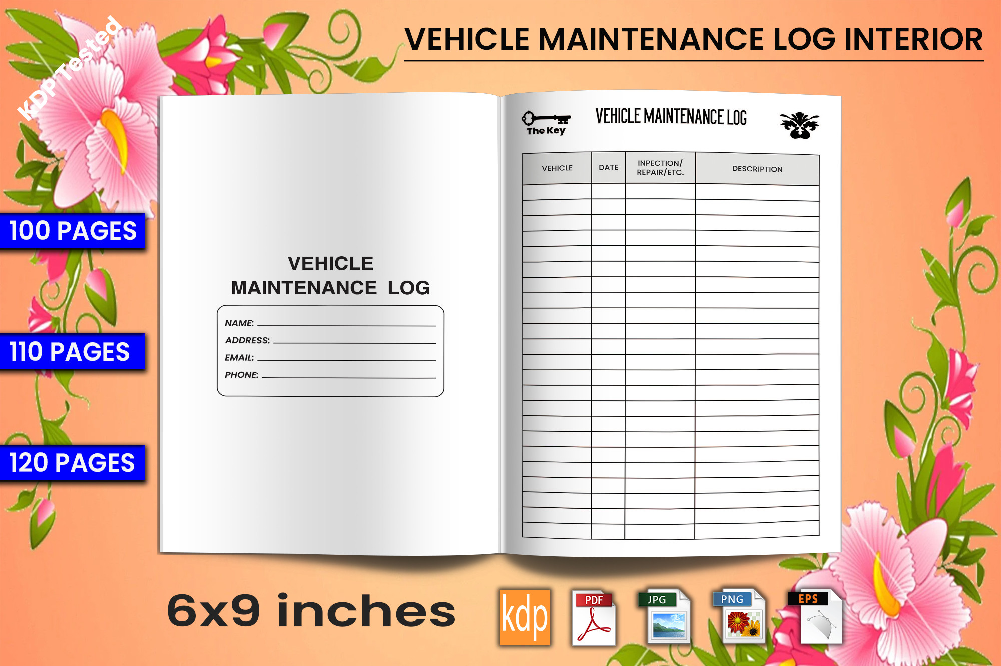 Vehicle Maintenance Log: Three Listed Page-Count Options with EPS Sources original product preview