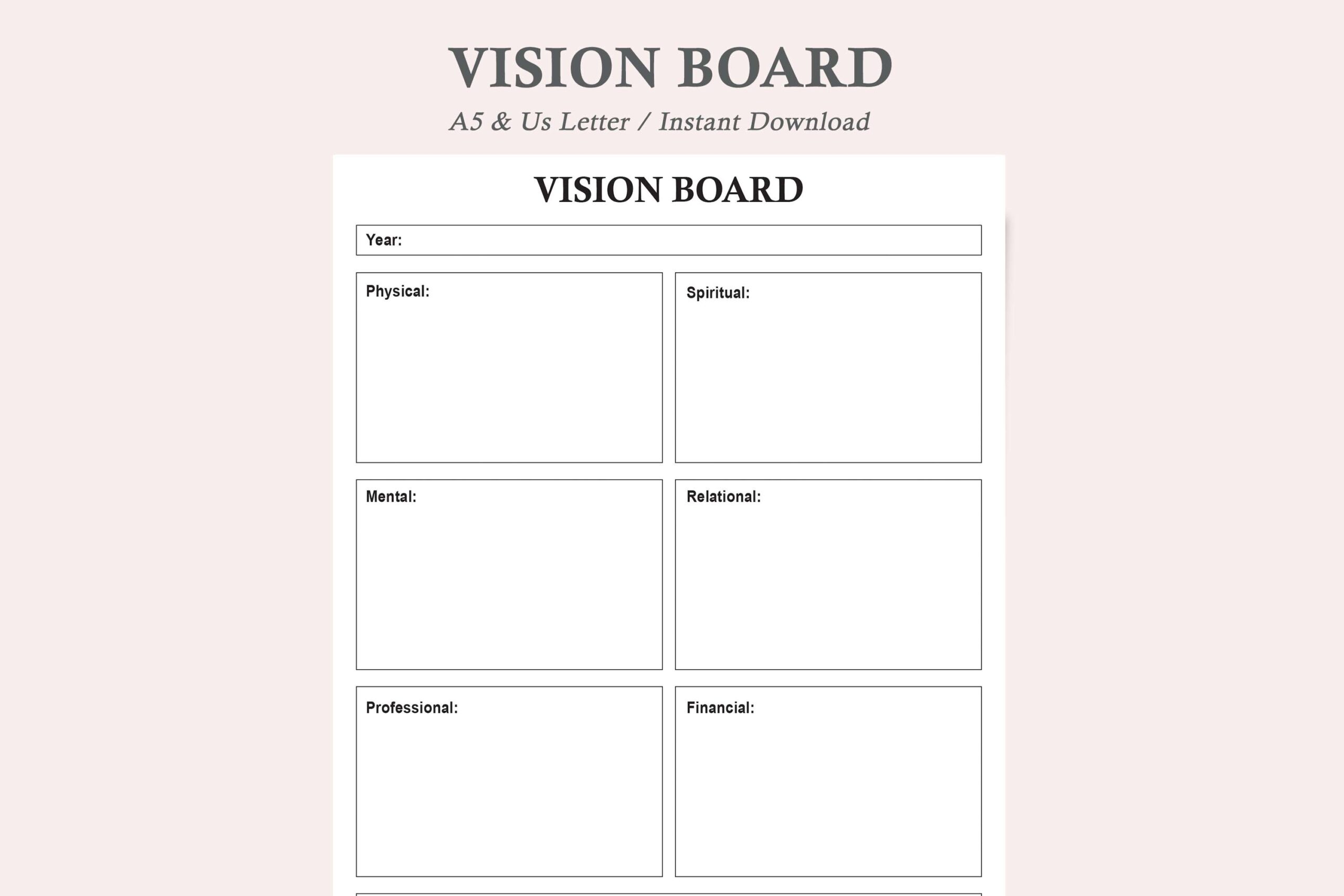 Vision Board Planner: Watercolor Theme: Compact Vision Board Sheets
