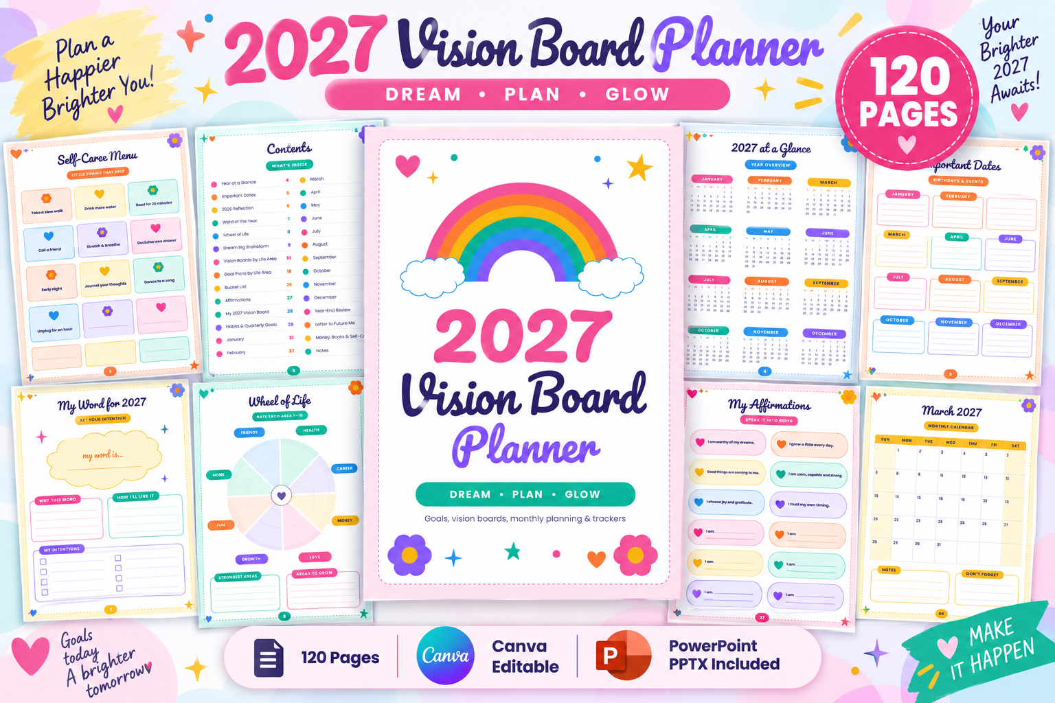 Vision Board Planner: KDP Studio: 2027 Vision Board Planner