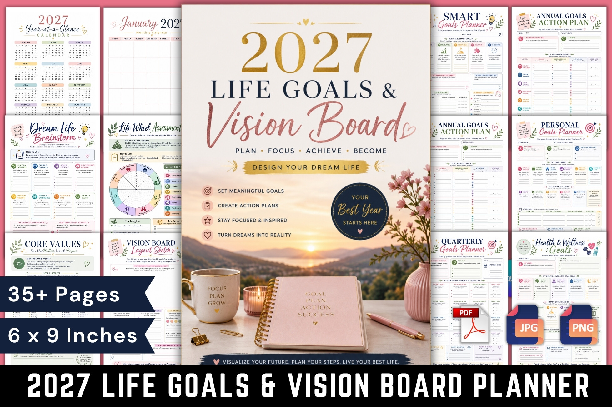 Vision Board Planner: Mahira Pro: Compact 2027 Life Goals Planner