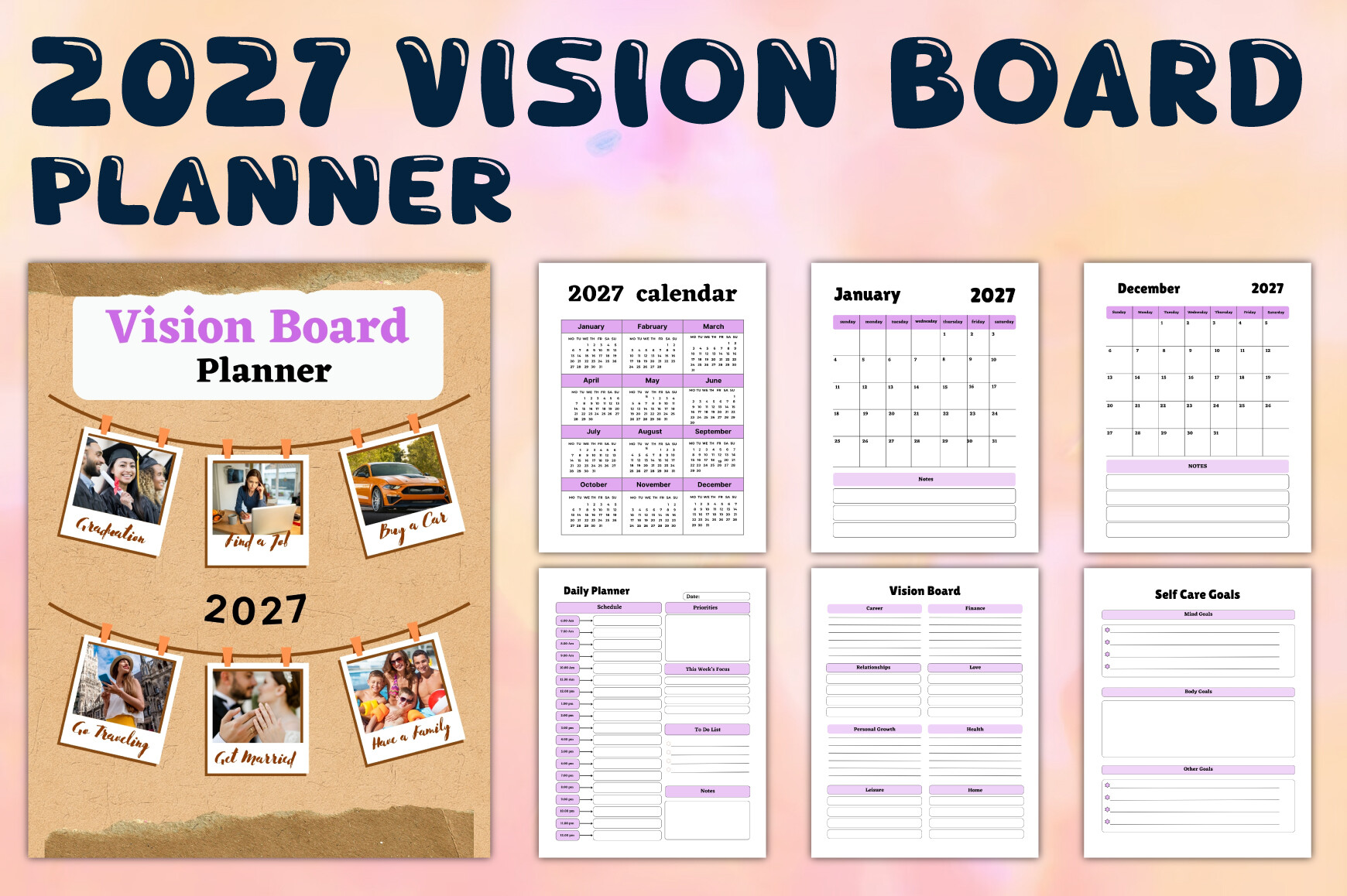 Vision Board Planner: Creative Space: 2027 Vision Board and Planner Pages