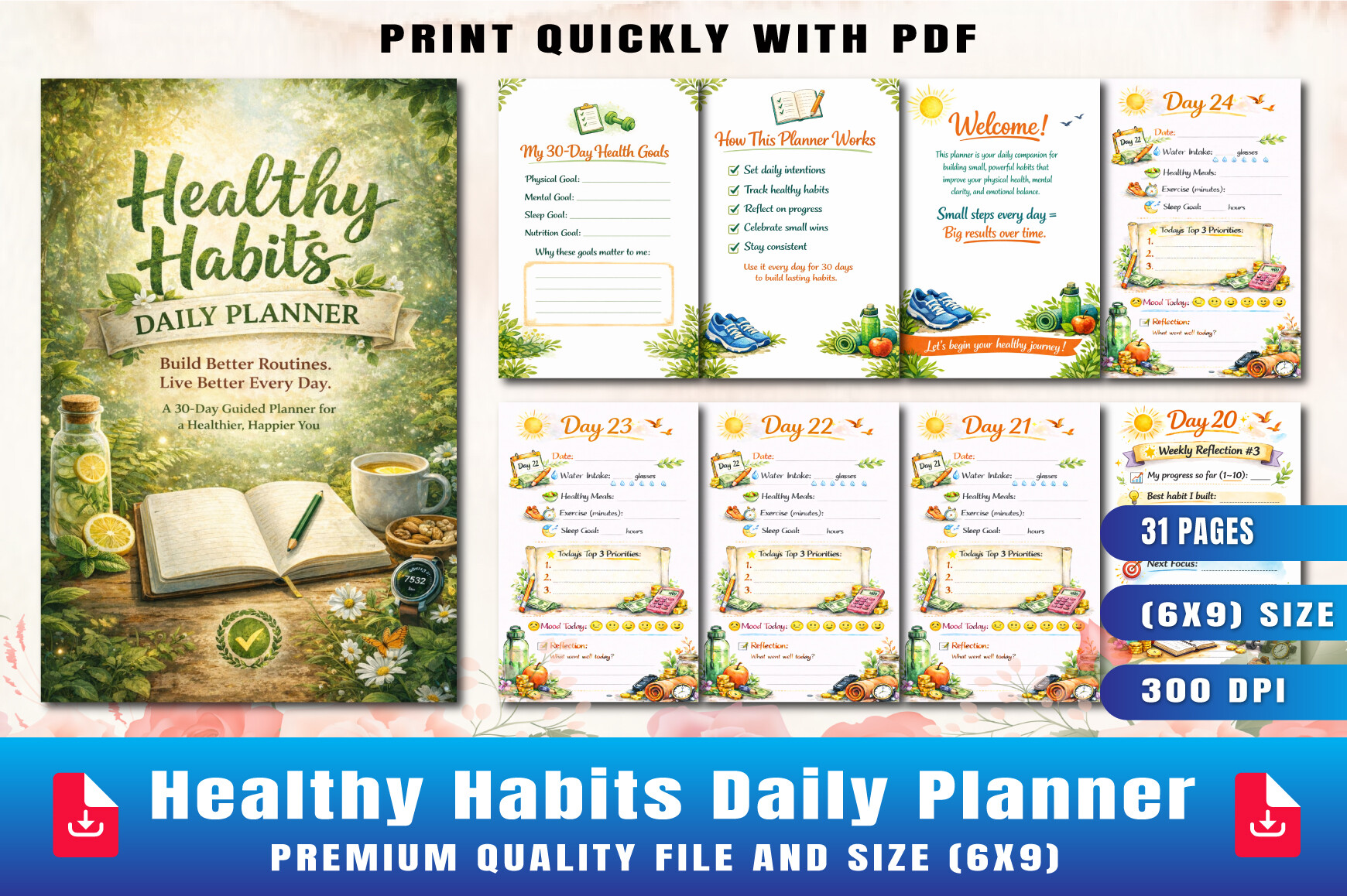 Water Tracker: fixersujon: Healthy Habits Daily Planner