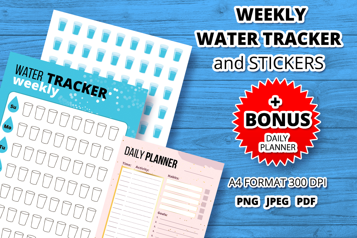 Water Tracker: Alexa Ho: Weekly Tracker and Sticker Set