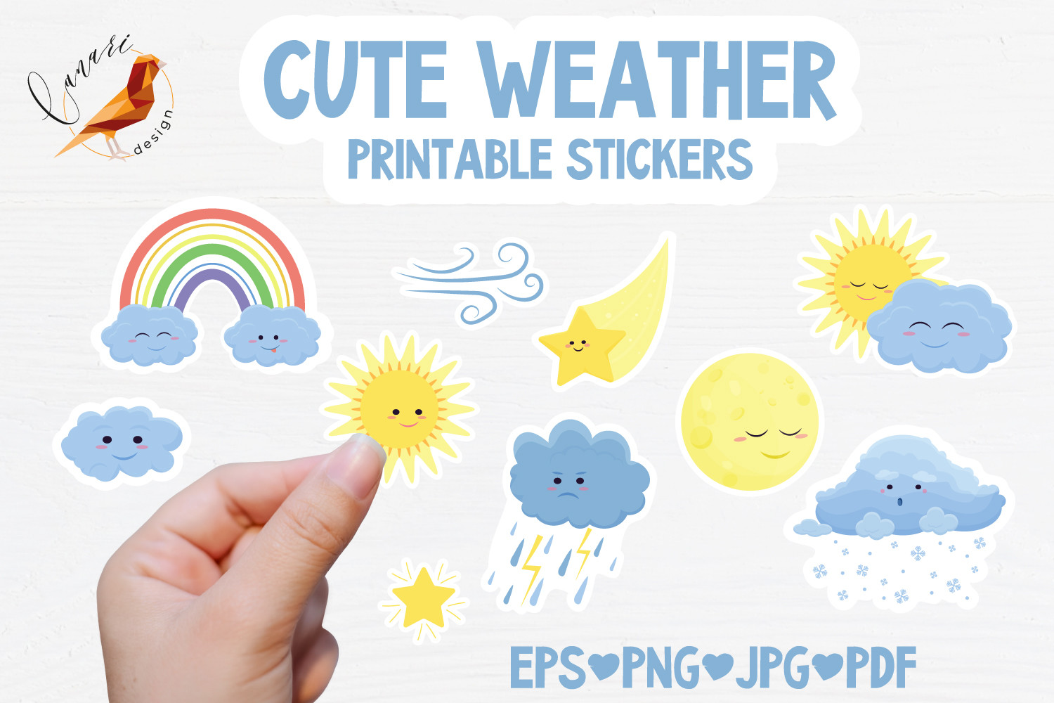 weather planner stickers: Ten Cute Weather Designs with an A5 Sticker Sheet original product preview