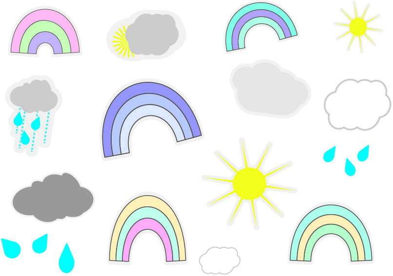 weather planner stickers: Rainbow and Weather Print Sheet with PNG and SVG Formats original product preview