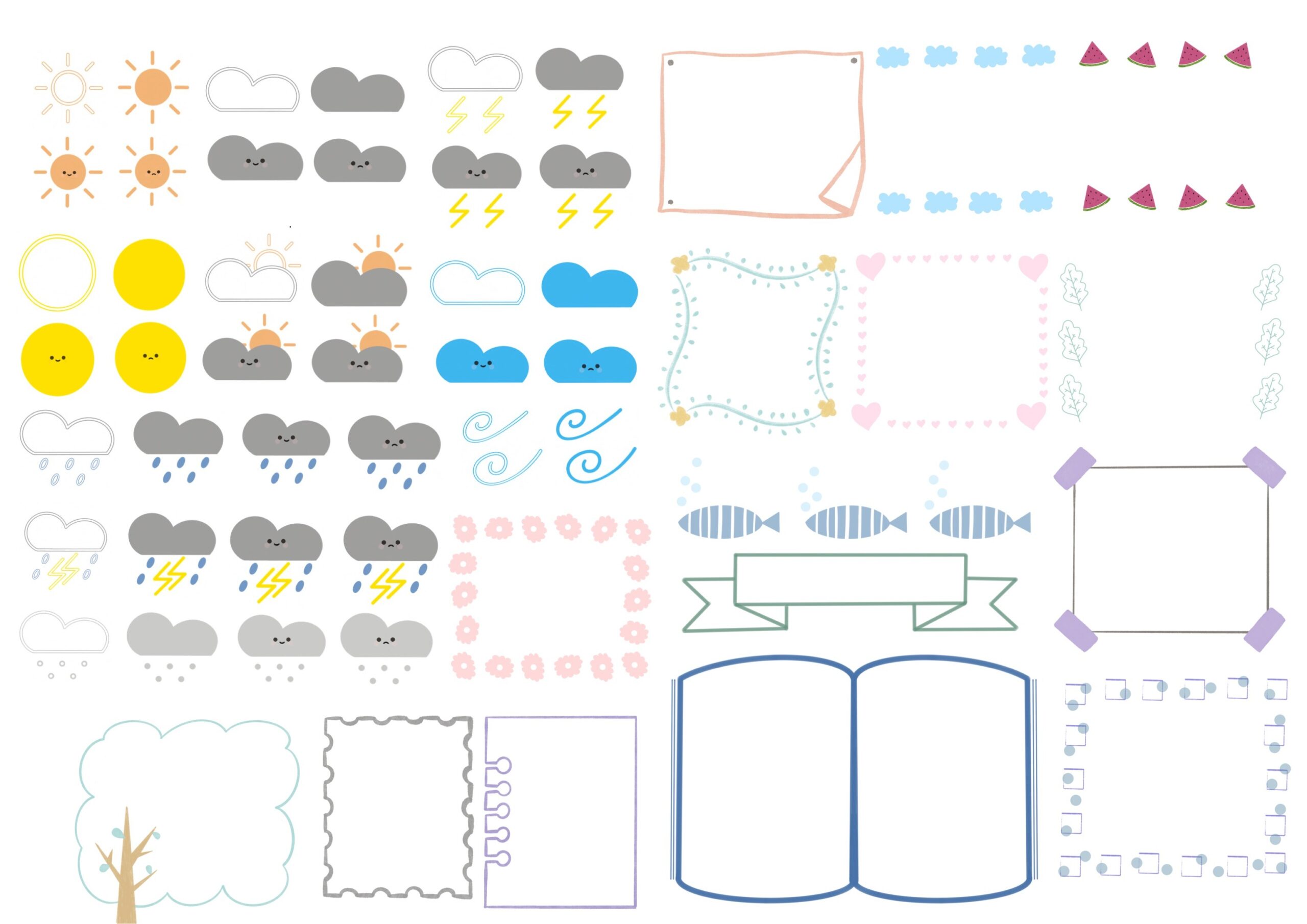 weather planner stickers: Weather and Frame Stickers in PDF and PNG Formats original product preview