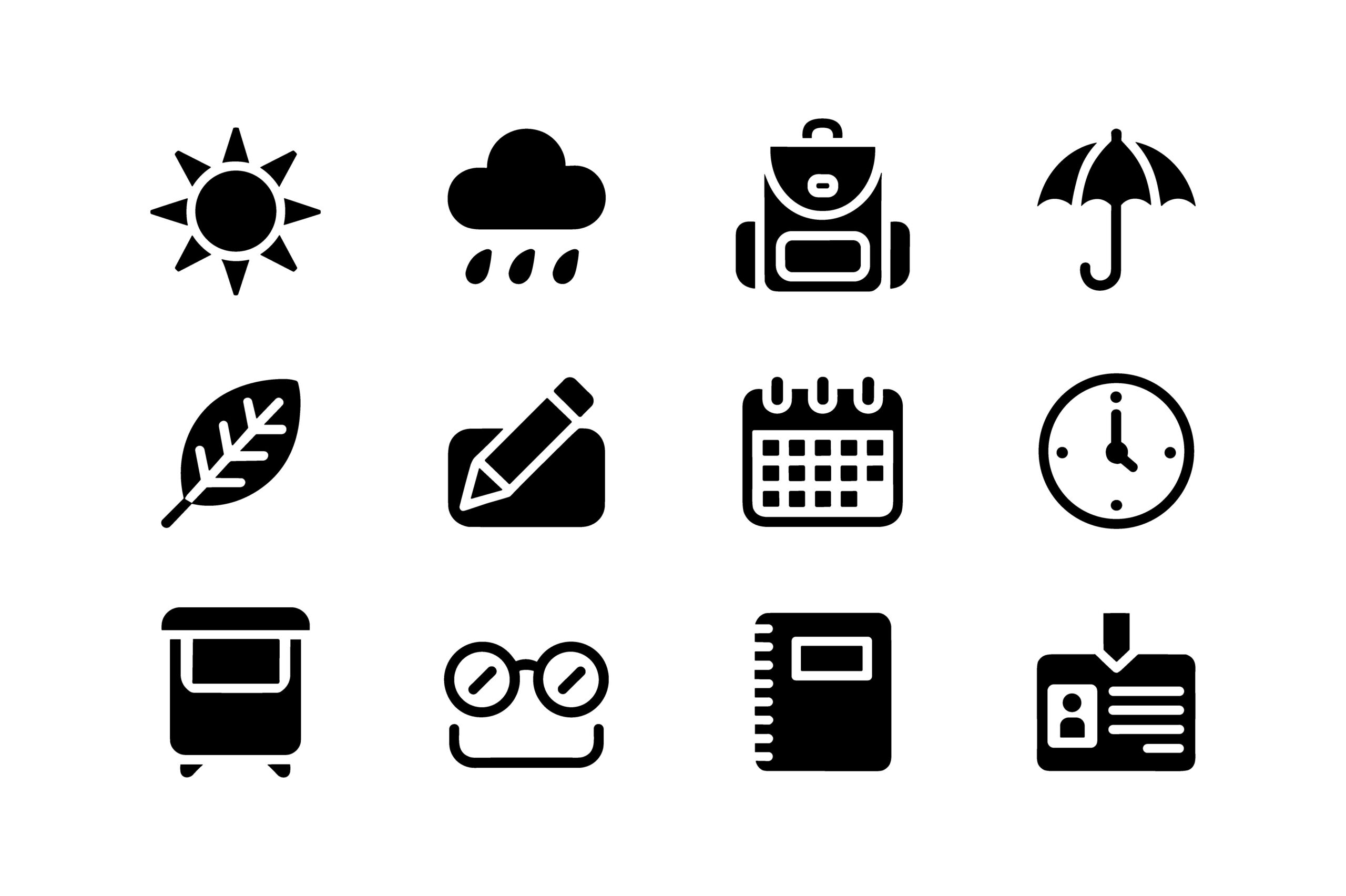 weather planner stickers: Mixed Daily-Planning and Weather Icons in Vector Formats original product preview
