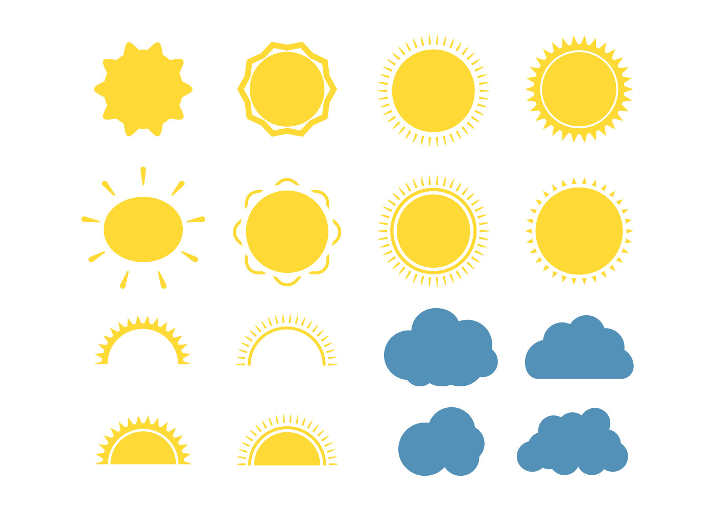 weather planner stickers: Sun and Cloud Artwork with Illustrator and EPS Sources original product preview