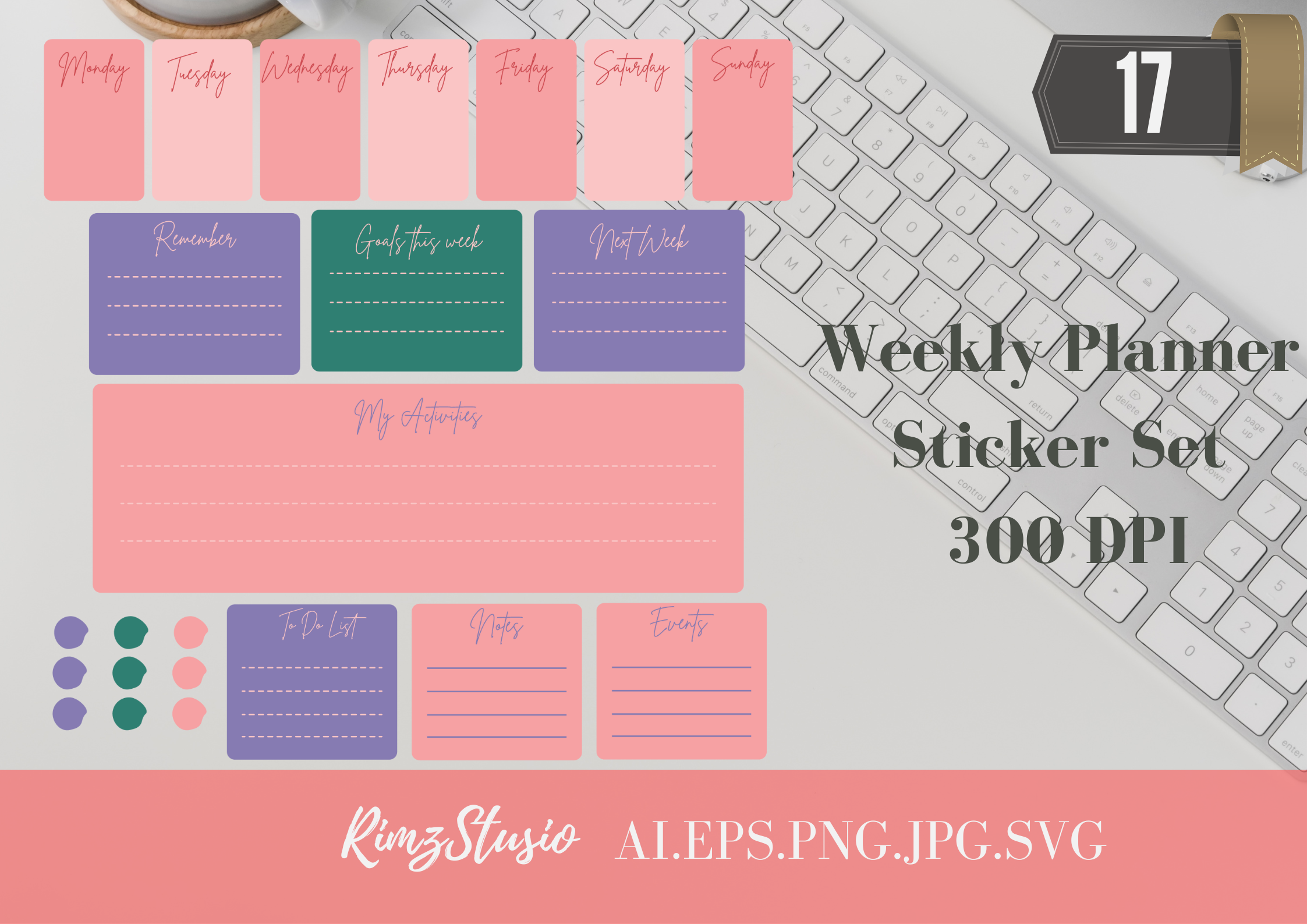 Weekly Planner Sticker Kits: Editable Weekly Planner Sticker Set IV