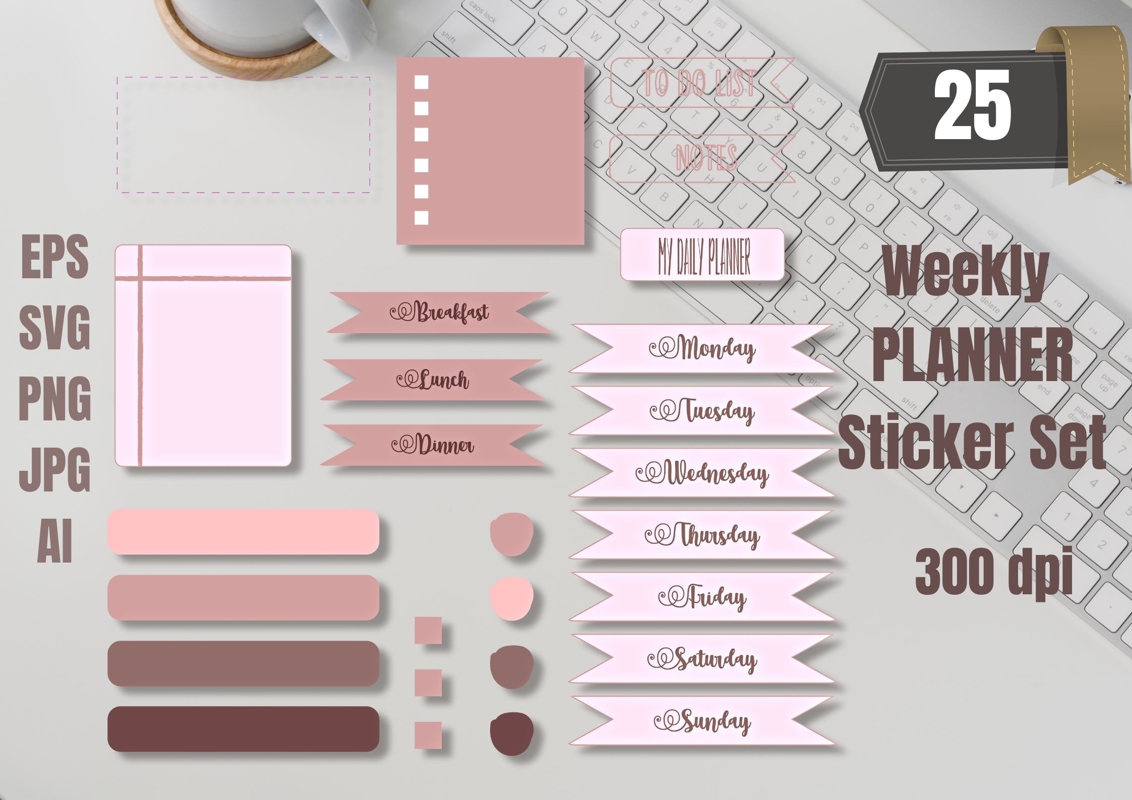 Weekly Planner Sticker Kits: Hand-Drawn Weekly Planner Sticker Bundle