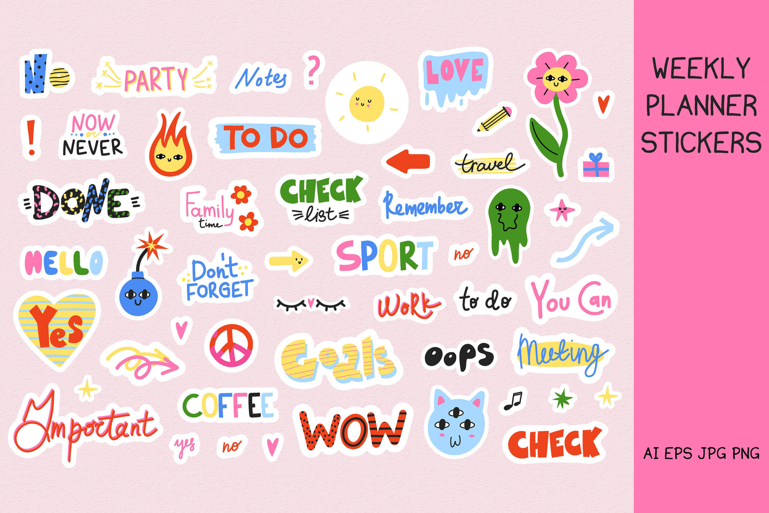 Weekly Planner Sticker Kits: Weekly Doodle Reminder Stickers