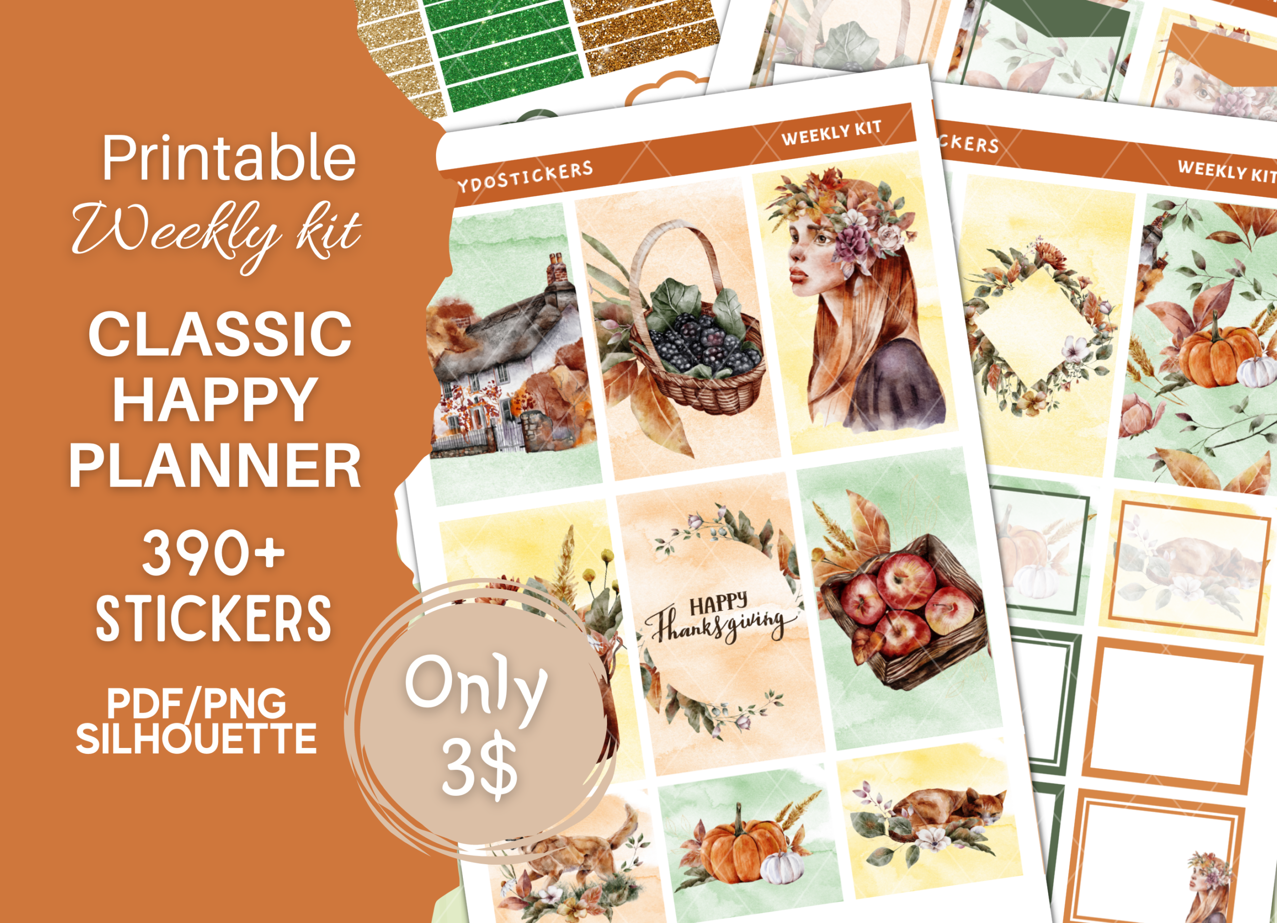 Weekly Planner Sticker Kits: Autumn Classic Happy Planner Weekly Kit