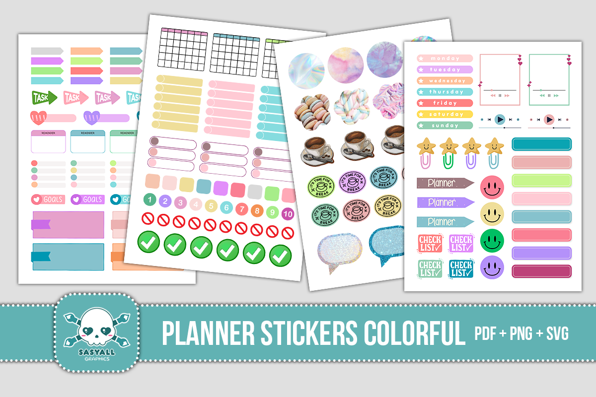 Weekly Planner Sticker Kits: Colorful Weekly Planner Sticker Pages