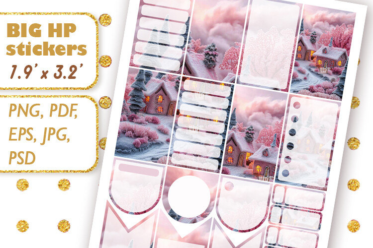 Winter Planner Stickers: Winter Village Sticker Kit for Big Planner