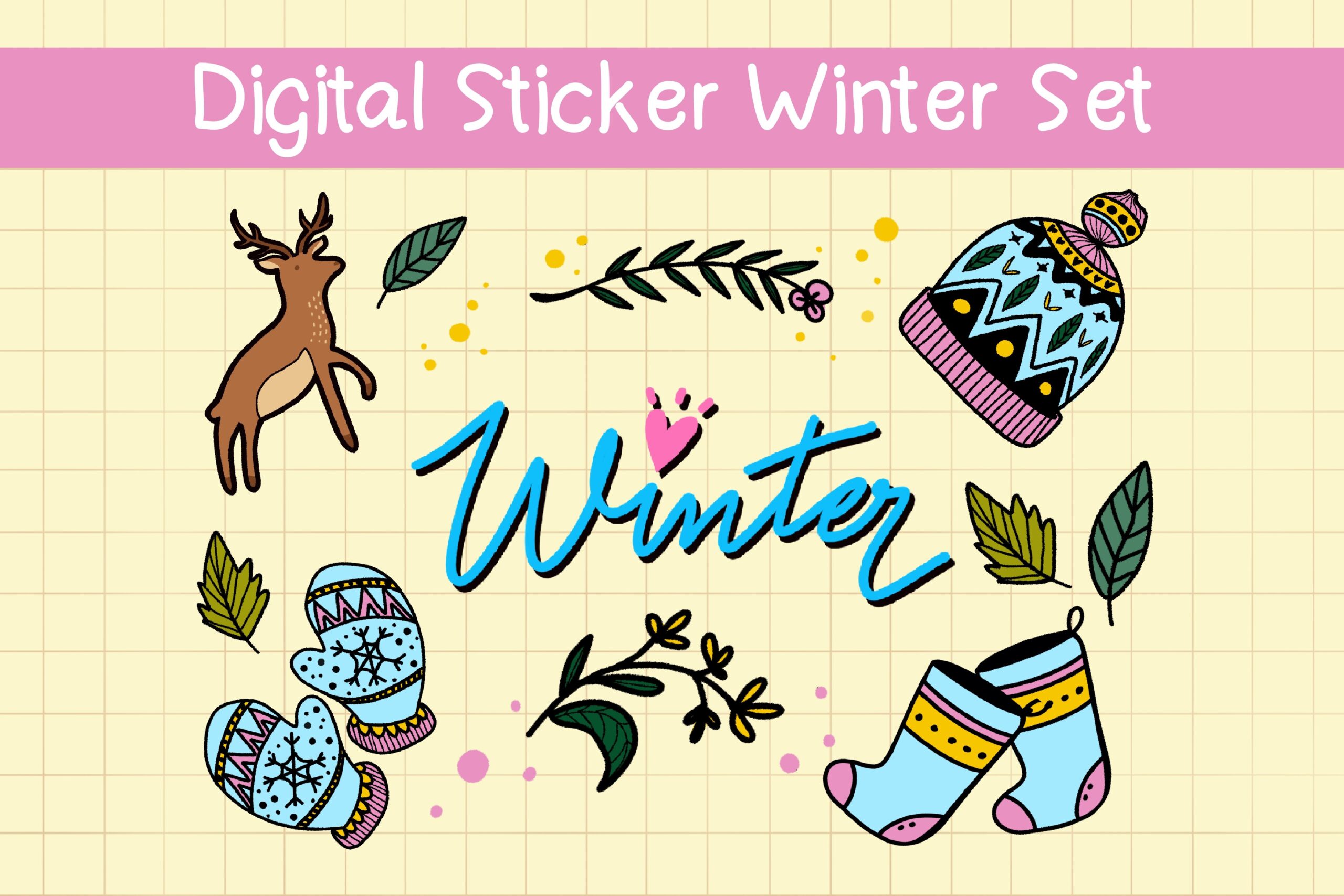 Winter Planner Stickers: Eight Hand-Drawn Winter PNG Stickers
