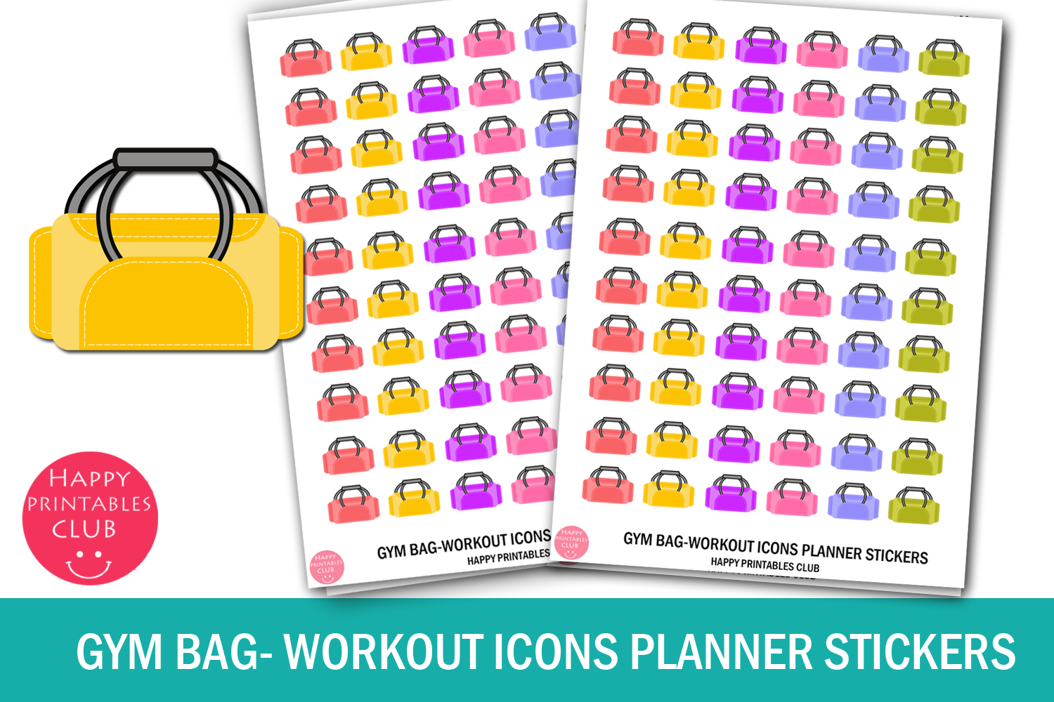 Workout Planner Stickers: Gym Bag Workout Icons Planner Stickers
