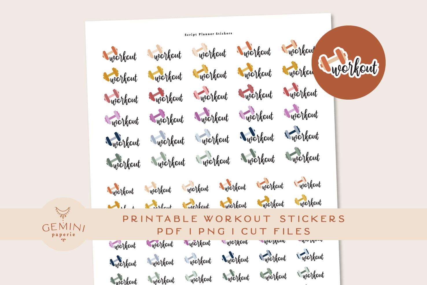 Workout Planner Stickers: Workout Printable Planner Stickers