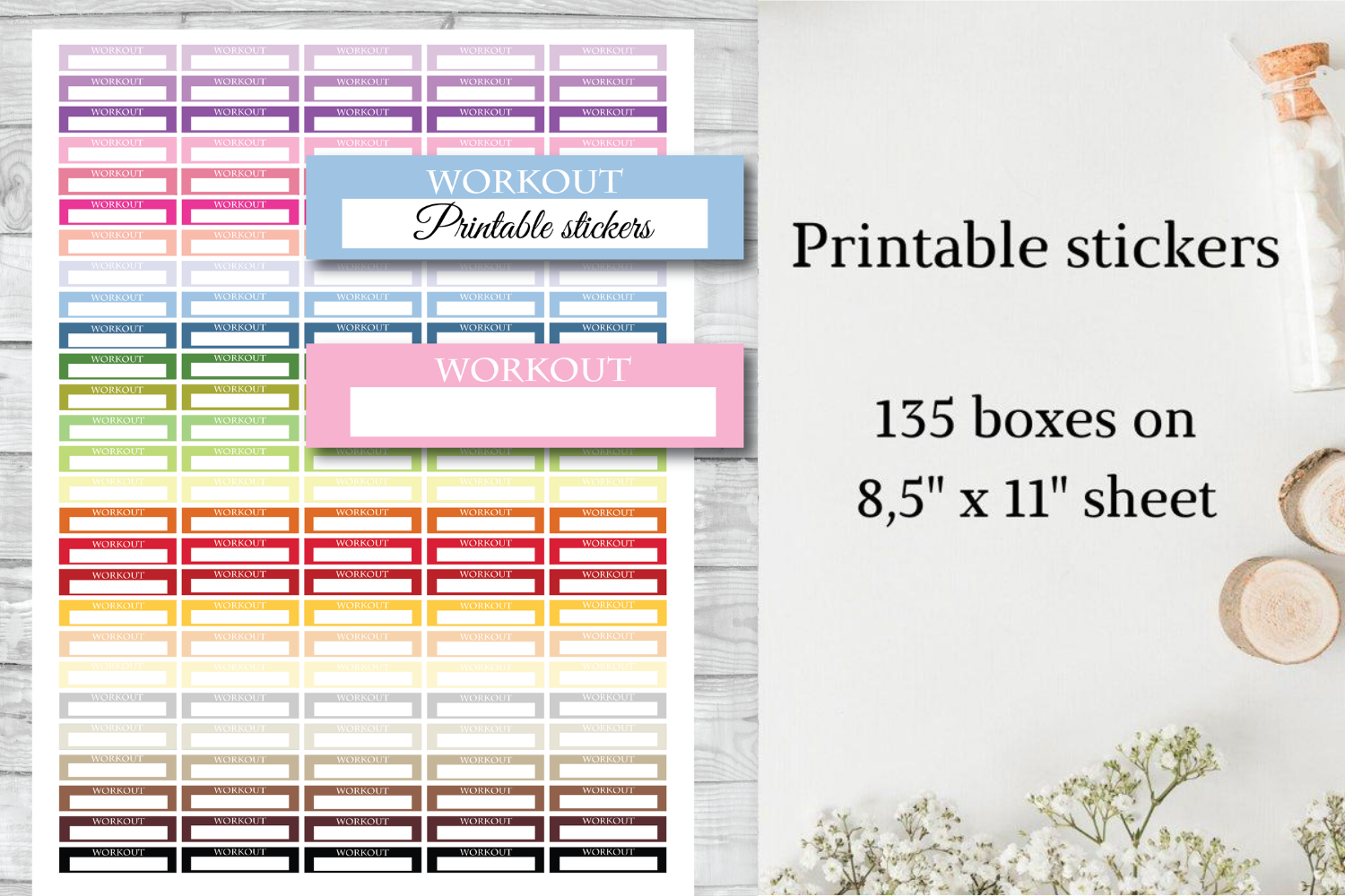 Workout Planner Stickers: Daily Workout Tracker Quarter Box